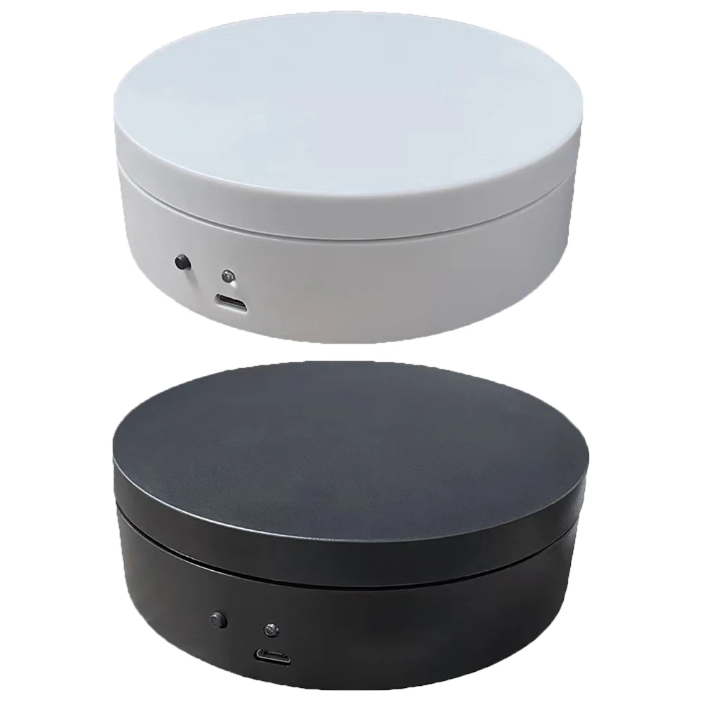 360 Degree Rotating Electric Turntable 12cm Automatic Revolving Platform USB Charging/Battery Operated for Live Video