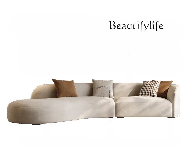 

Italian-Style Light Luxury Fabric Curved Sofa Living Room Modern Minimalist Lambswool Shaped Corner Sofa