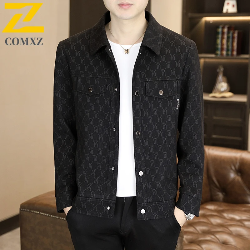COMXZ New Mens Jacket Fashion Trendy Working Breathable Jackets Slim Fit  Business Casual Lightweight Autumn Premium Outerwear​