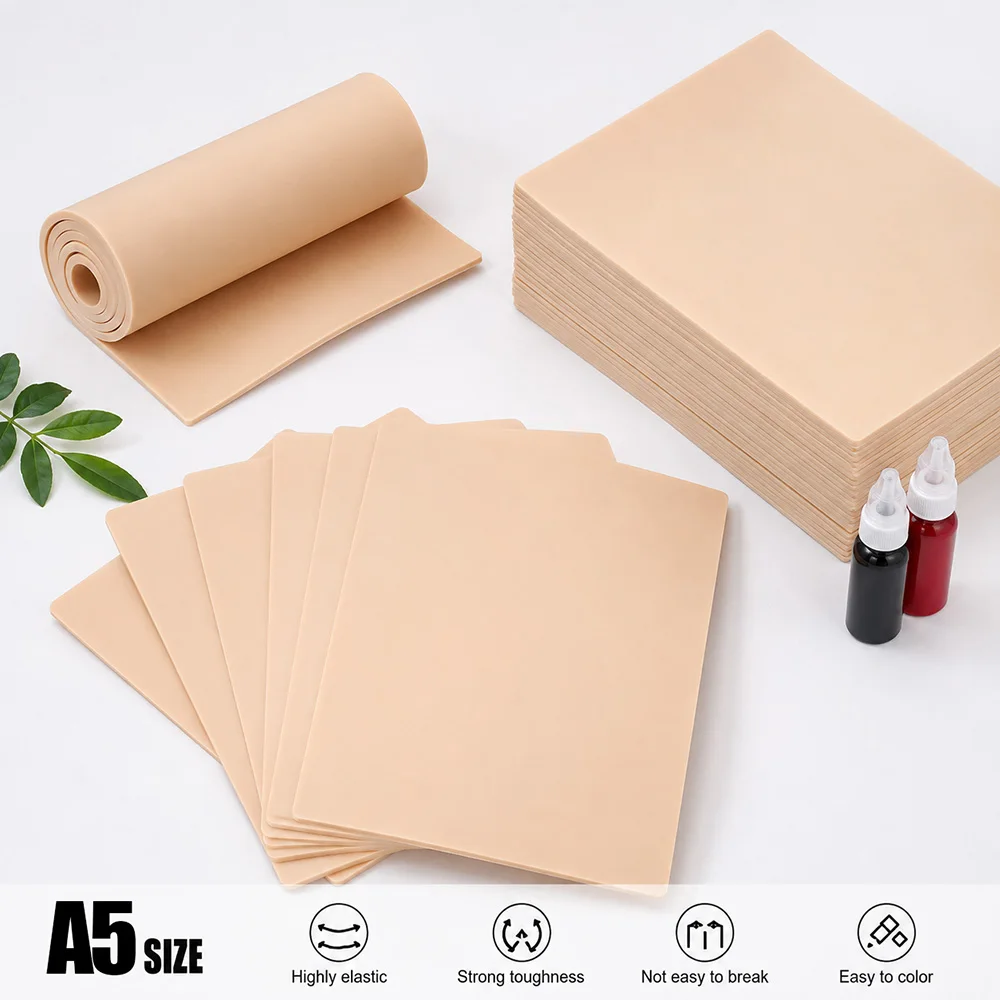 12/10/3/2PCS 3mm Tattoo Practice Skin Silicone Synthetic Tattoo Skin Double Sides Fake Training Skin Tattoo Accessories