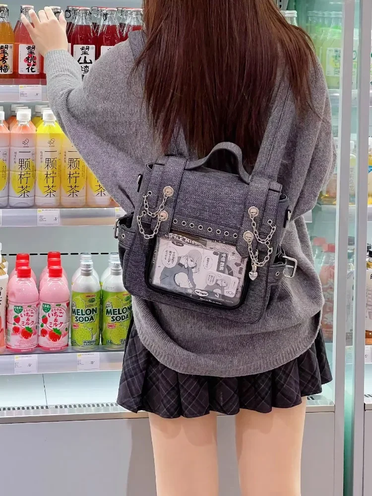 

Luxury Glossy Large Capacity Backpack Fashion Sweet Cool Y2k Style Popular Students Shoulder Bolsas Moda Chain Design Bags