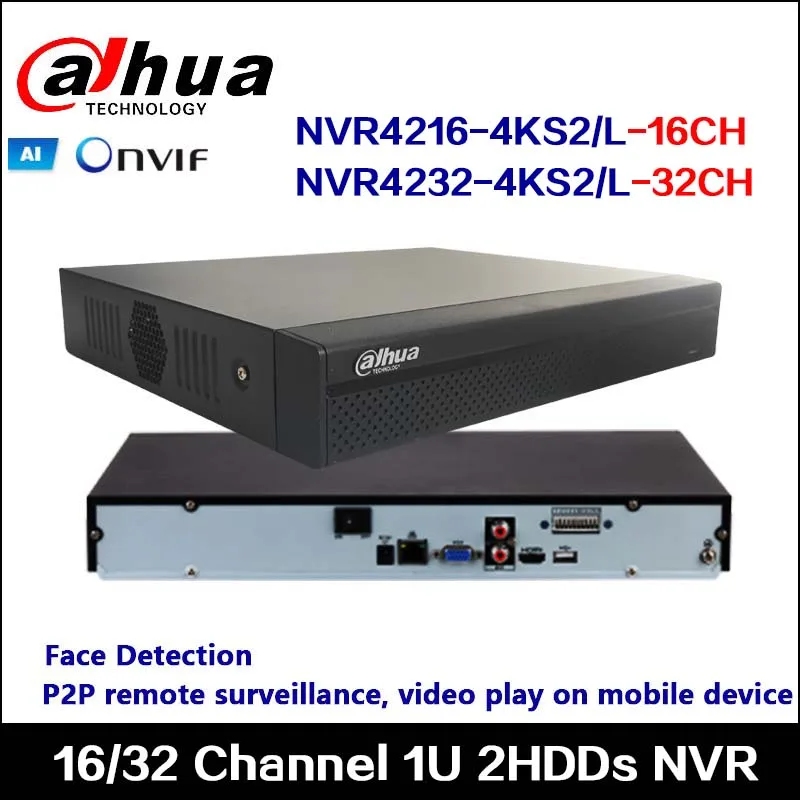 Dahua NVR4216-4KS2/L & NVR4232-4KS2/L 1U 2HDDs Network Video Recorder, Support Face Detection, IVS, Max Resolution of HDMI is 4K