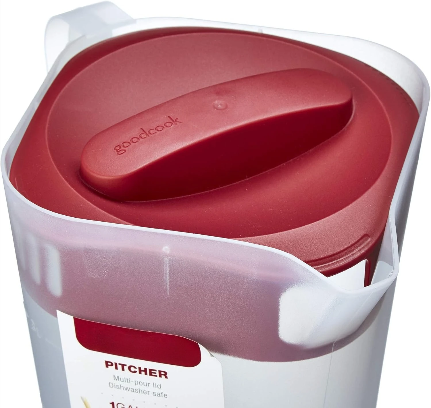 إبريق سعة 1 جالون مع غطاء رباعي الاتجاهات - خالي من مادة BPA - إبريق كبير للمياه والشاي المثلج والعصير وعصير الليمون - بلاستيك شفاف #6