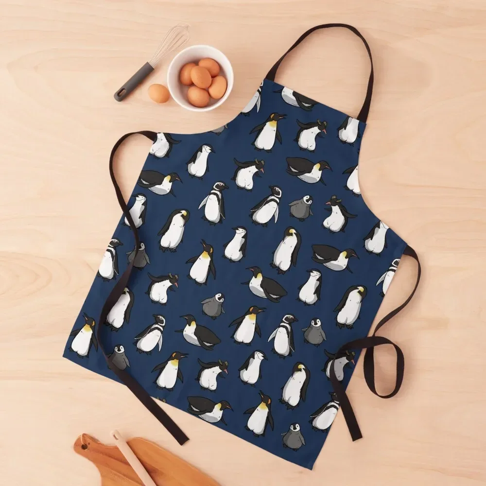 

Cute Penguin Pattern (Dark Blue Variant) Apron Kitchen Items For Man Haircut cooks clothes Kitchen Man Apron