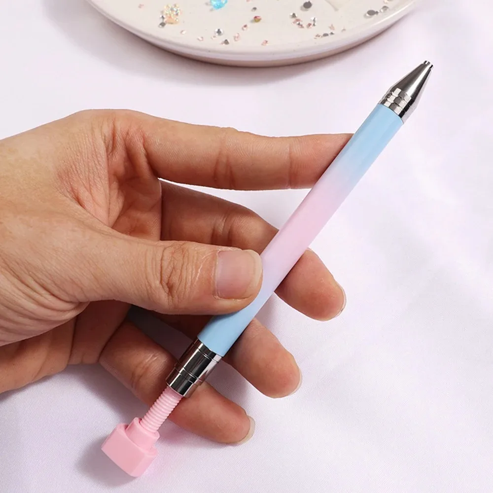 Farbverlauf-Strass-Pickertool, nachfüllbarer Wachsstift mit 3 zusätzlichen roten Wachsnachfüllungen, Nagel-Dotting-Strass-Pickup-Stift – Detail 4