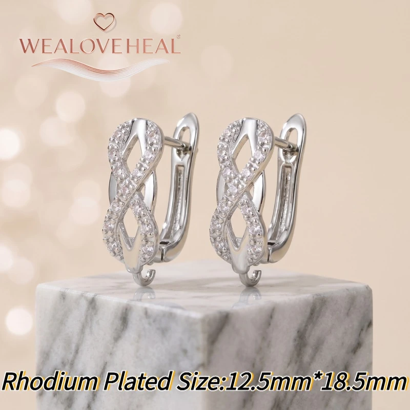 schmuckherstellung zubehör，6 verschiedene Leverback-Ohrringverschlüsse, 18K Gold/Rhodium plattiertes Messing, mit Zirkonia besetzt, Infinity-Ohrringhaken für DIY-Schmuckherstellung – Detail 18