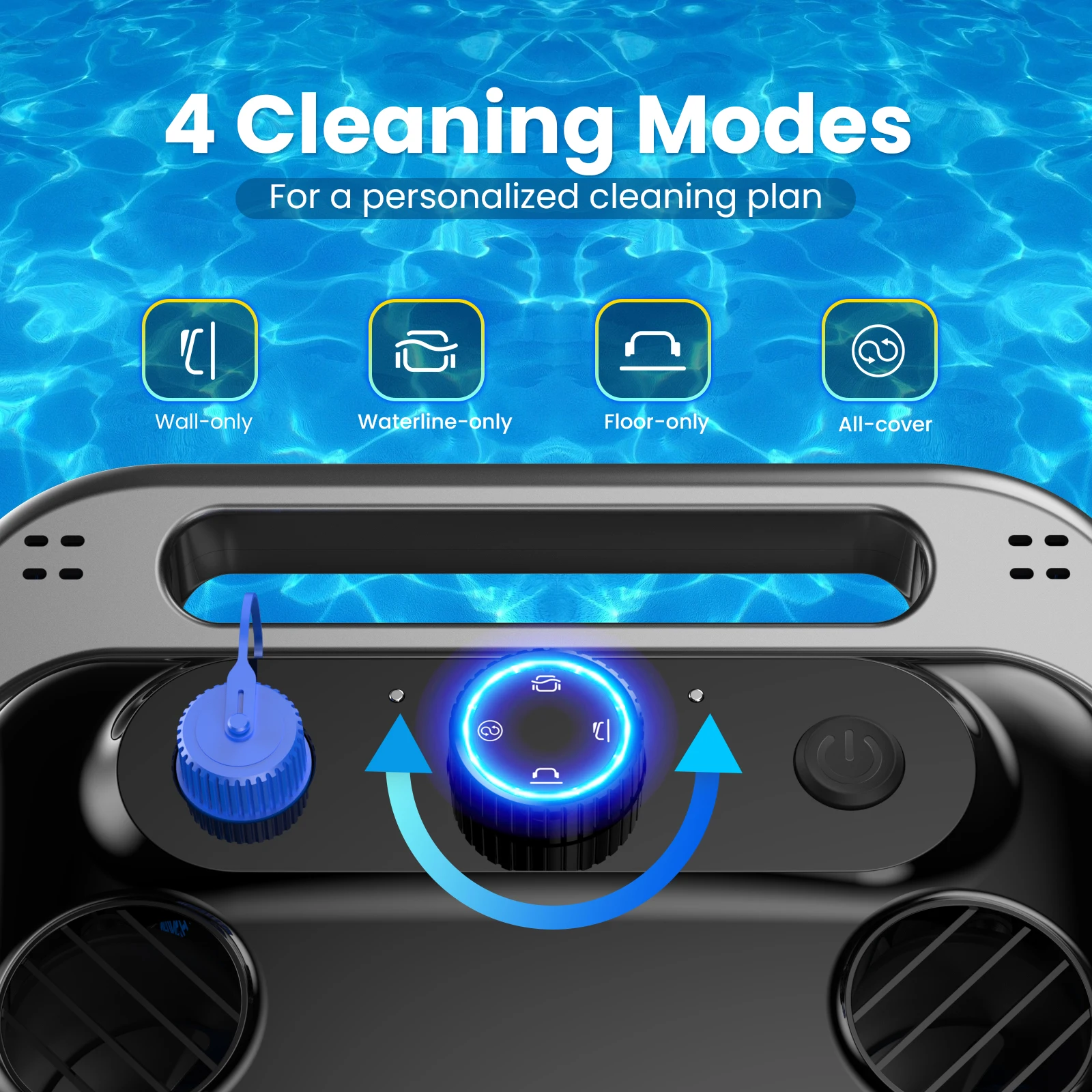 Y50 detergente per piscina robotico senza fili pulizia di pareti e linee d'acqua, 300 minuti di autonomia, pianificazione intelligente del percorso, pulisce fino a 2,000 mq.