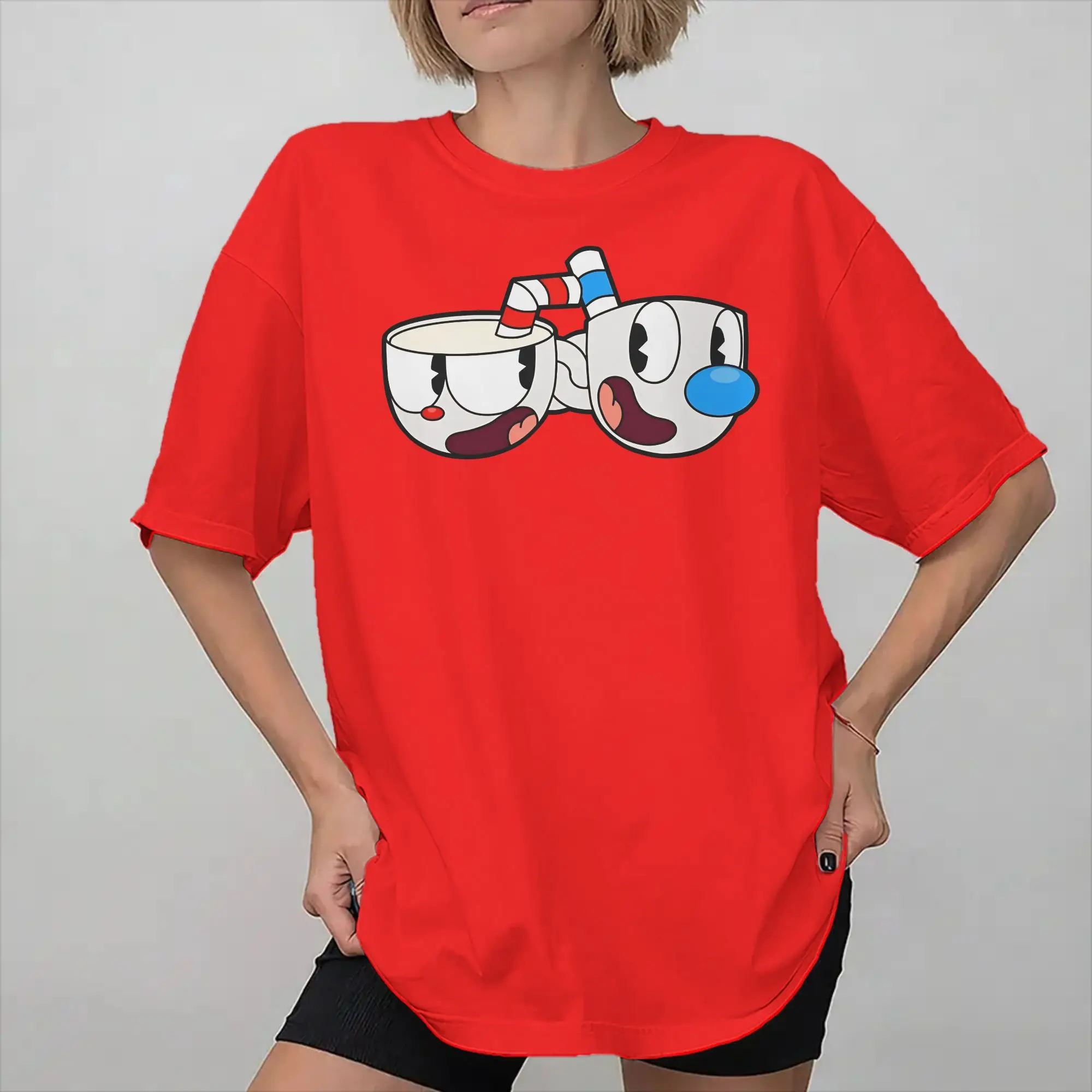 Cuphead and Mugman cup mug New Arrival T Shirt Men Women  Cotton  Tee Shirt Clothing