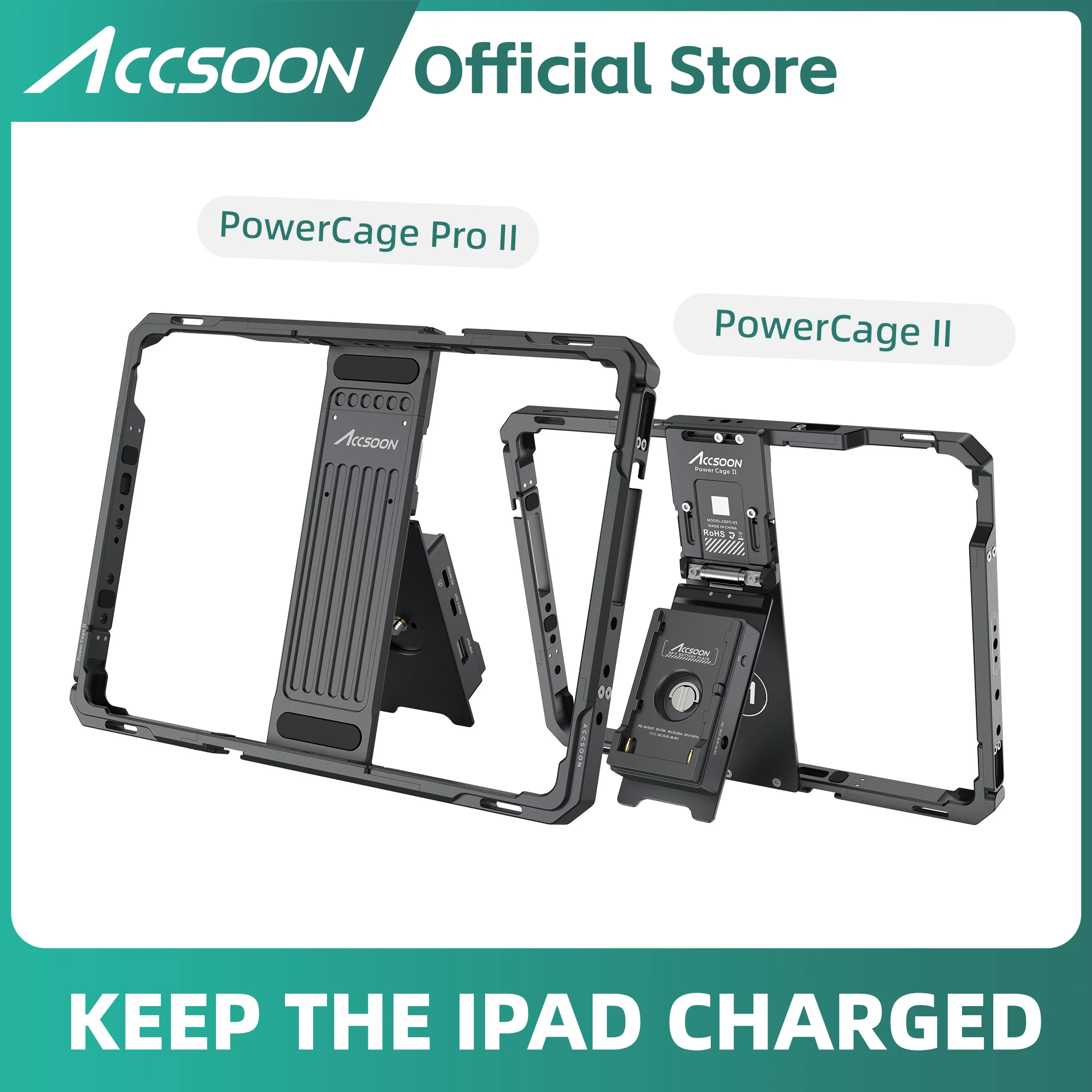 Accsoon IOS ipad Monitor Cage Ⅱ with NPF Battery Plate Adapter 10-12.9inch Compatible Protective Expandable Case Use with SeeMo