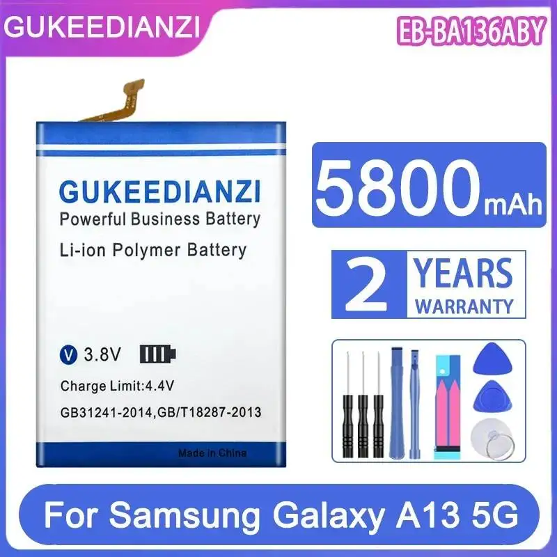 

Аккумулятор для мобильного телефона 5800 мАч, премиум-класс, замена для Samsung Galaxy A13 5G EB-BA136ABY