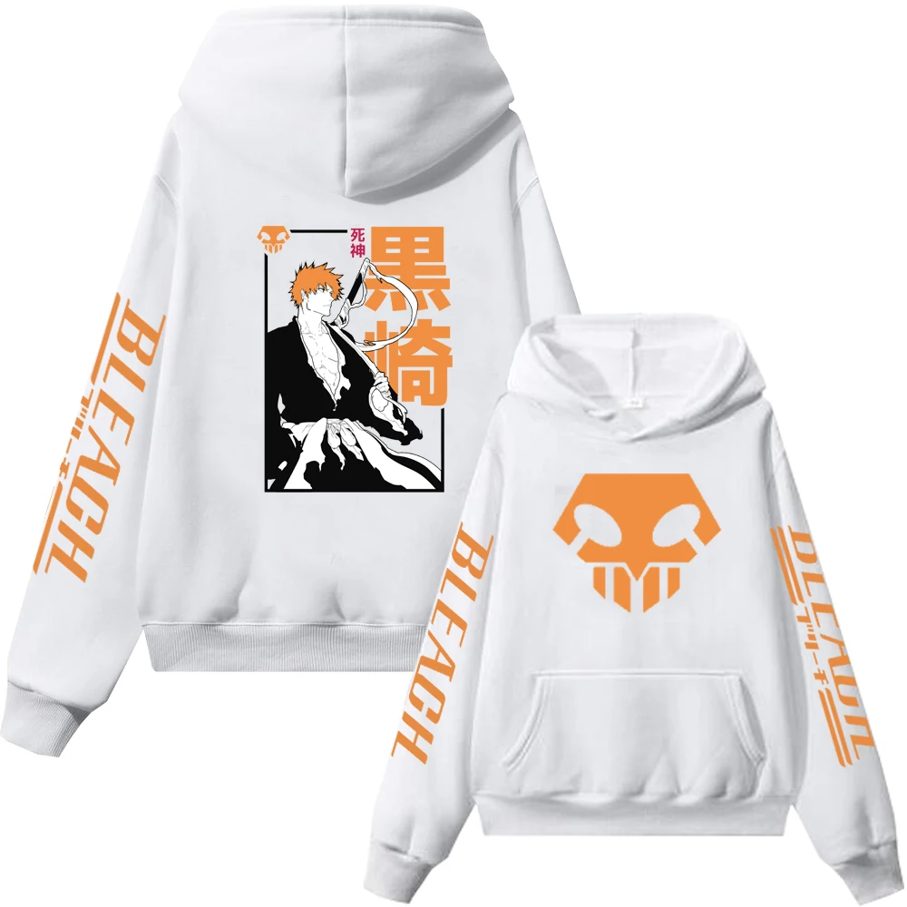 BLEACH Kurosaki Ichigo Rukia Kuchiki Anime Hoodie Paar Manga Grafik Pullover Lässiger Unisex Langarm Fleece Streetwear Oberteil – Detail 5