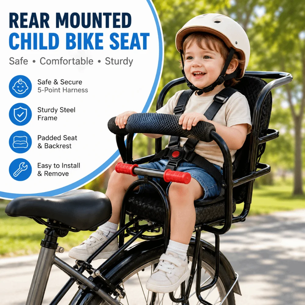 

Rear-mounted ‌Child Safety Seat Saddle Armrest Pedal ‌Child Bicycle Seat for MTB Easy Installation Adjustable E-Bike Kids Seat