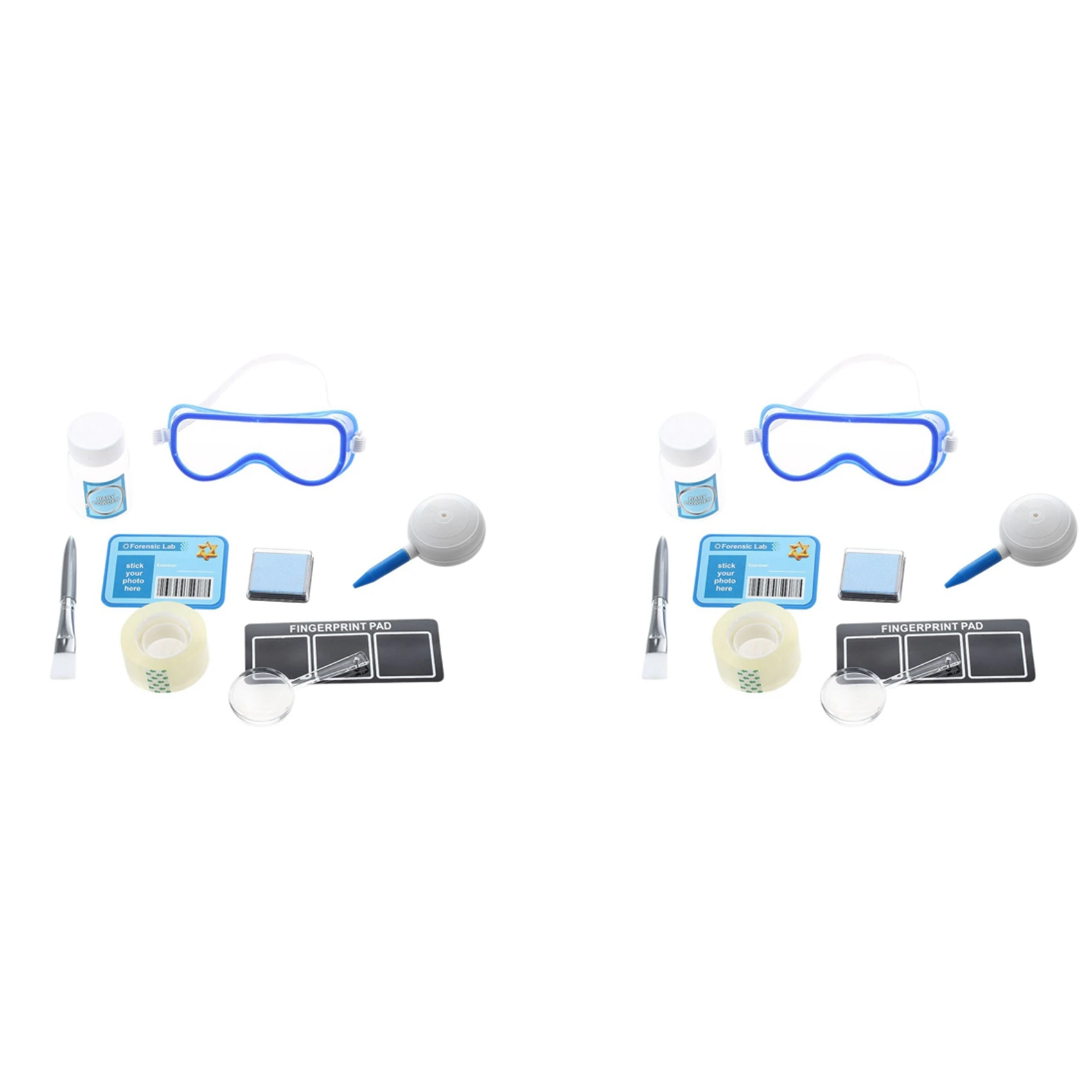 ABWE-2X conjunto de impressão digital experimentos de detetive com almofadas de carimbo escova de lupa