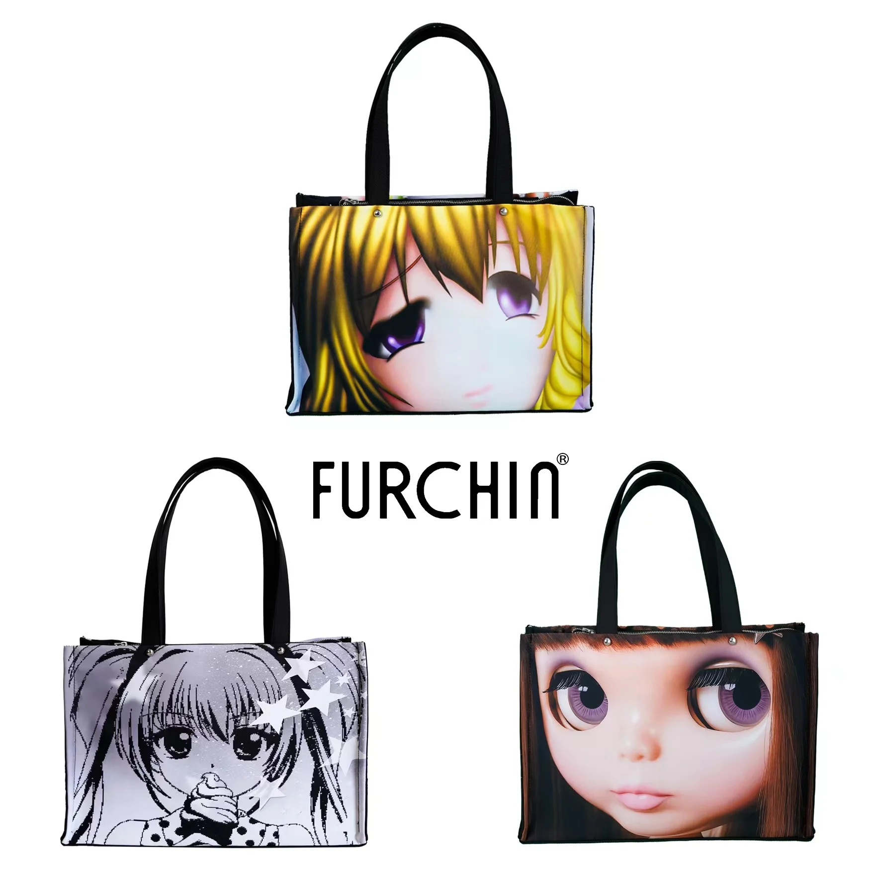 

Furchin AW25 Double-Sided Print oulder Bag Ladies Handbag Polyester Fiber Tote Bag Faionable Element Printed Handbag