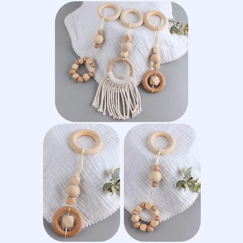 

J15U 3 шт./компл. скандинавские детские подвески для спортзала, деревянная вешалка для одежды, подвесная для игровых игрушек