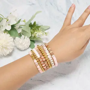 طقم الخرز الطين DIY لصنع المجوهرات ، صنع سوار ، رسالة ذهبية ، هدية عيد ميلاد ، فتيات في سن المراهقة ، نساء ، أصدقاء ، أسلوب أفضل 8 طقم حبات مبيعا للمجوهرات - No3