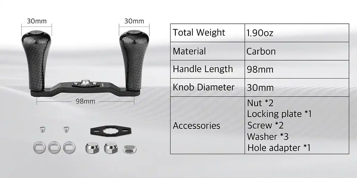 GOMEXUS Carbon-Griff für Daiwa Tatula Zillion Abu Okuma Kastking Pisfun Baitcasting-Rollen, 8x5 und Shimano 7x4mm Größe – Detail 2