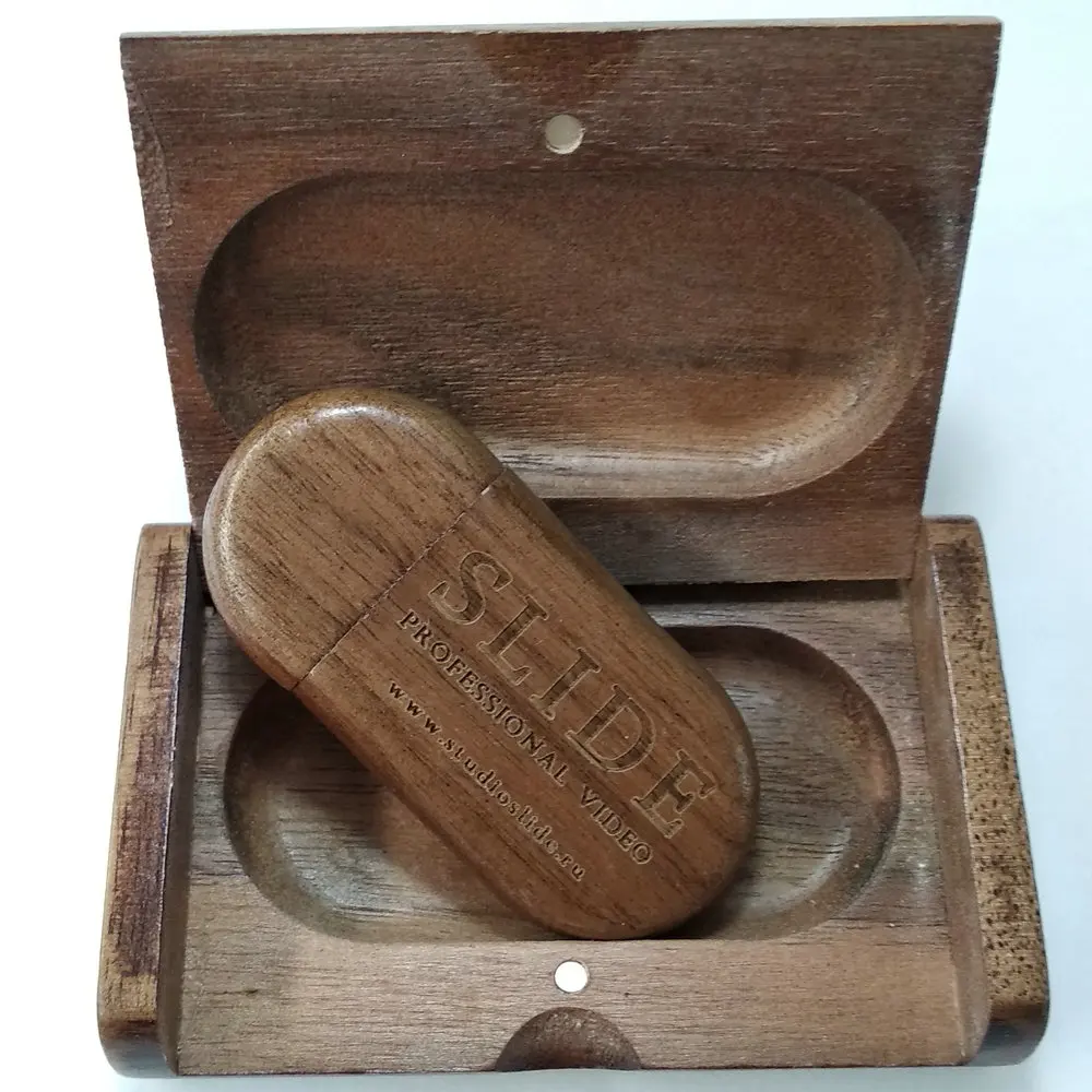 10 PZ/LOTTO Logo Personalizzato Gratuito Scatola di Legno USB 2.0 Flash Drive 16 GB 32 GB Ovale Pen Drive Fotografia di Nozze Regali Memory Stick U Disco