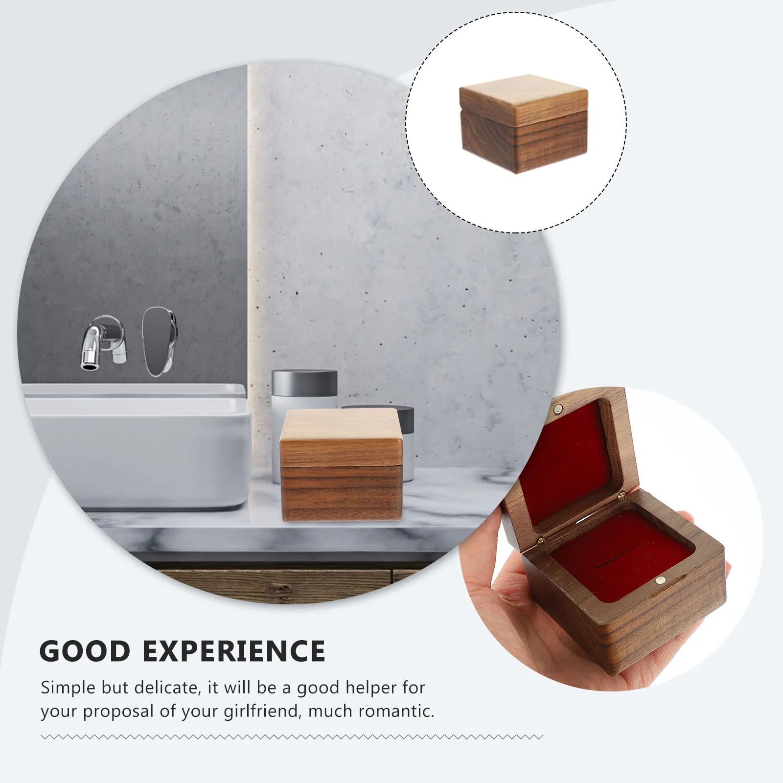 

Wooden Ring Box Simple Shape Stylish Color Compact Size Proposal Jewelry Organizer Flip-Lid Case Ring Box Proposal Supplies