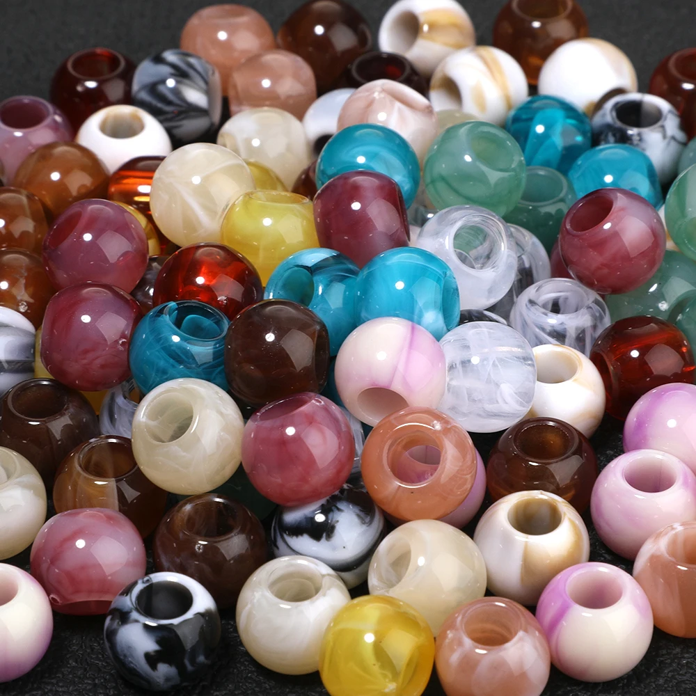 50 Stück/Lot Bunte Acryl-Großlochperlen 10x12mm Runde Lose Abstandsperlen für Schmuckherstellung DIY Armband Bastelzubehör – Detail 5