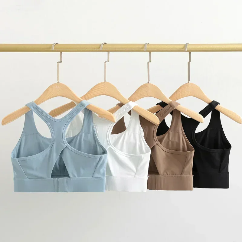 Limone Chiusura con gancio posteriore Reggiseni sportivi ad alto impatto Abbigliamento da palestra Donna Copertura completa Reggiseni fitness imbottiti senza ferretto Canotte da allenamento