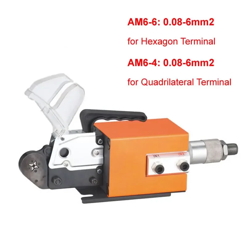 AM6 Pneumatic Terminal Piler Crimping Machine Tubular Pre-insulated Quadrilateral Hexagon 0.08-6mm2 Terminals Crimper Tool