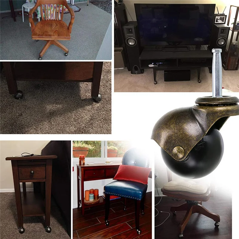 ABNO-4Pack عجلات كروية مقاس 2 بوصة عجلة دوارة للأثاث والأريكة والكرسي الخشبي والخزانة