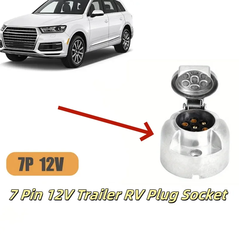 

7 Pin 12V Trailer RV Plug Socket Set Car Accessories Rubber Seal Car Trailer Coupling Connector EU Plug Durable Trucks Trailers