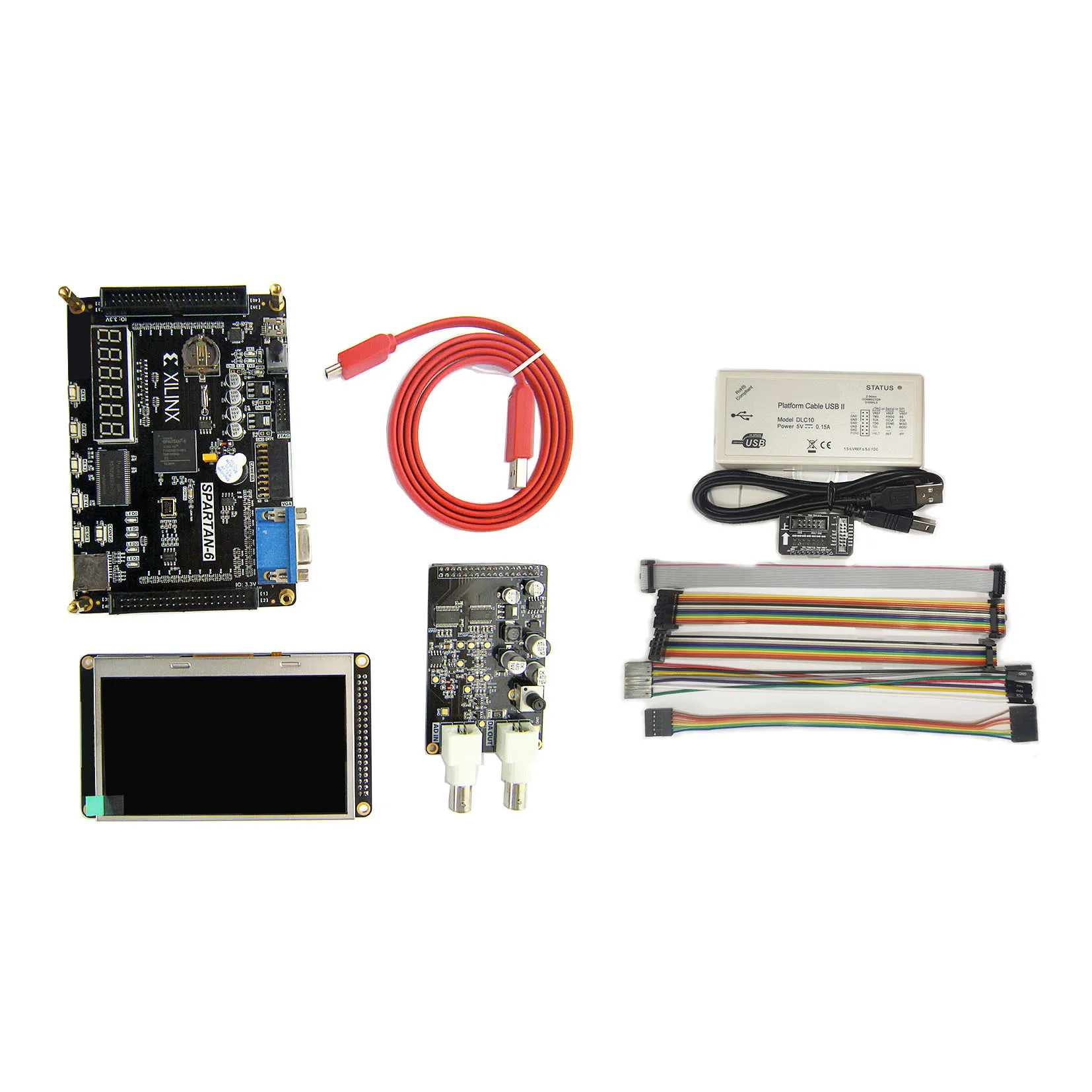 FPGA Development Board Xilinx Spartan-6 XC6SLX16 XC6SLX9 Card + AD/DA +4.3 inch LCD TFT + USB Programmer Downloader