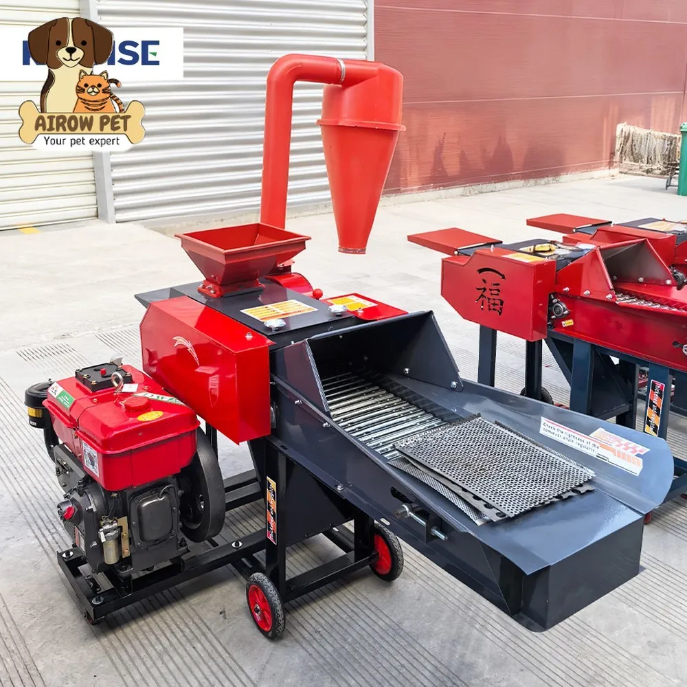 AIROW Chaff Cutter Grinder Machine with Diesel Engine for Straw Corn Stalk and Grain for Livestock Feed Use