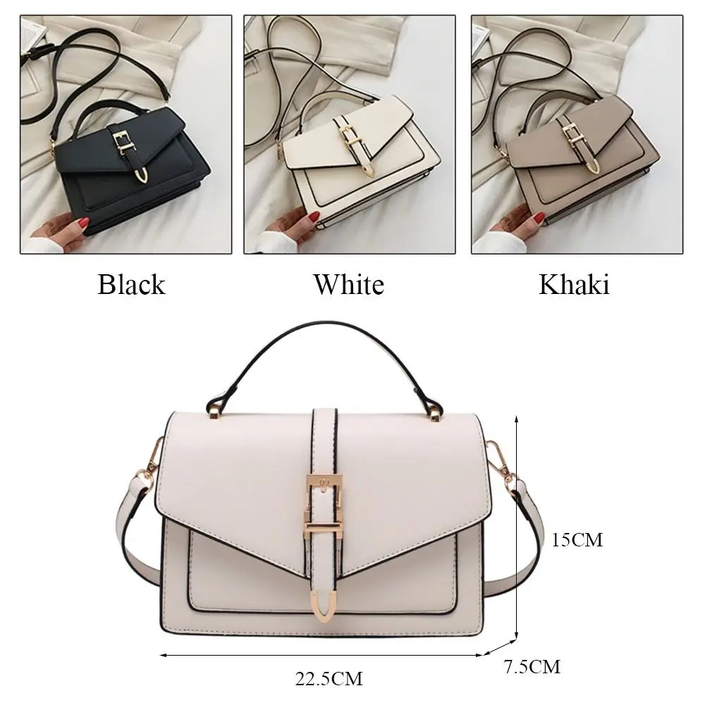 Fashion Handbag Ladies Solid Color Simple Crossbody Bag Women Stylish PU Leather Messenger Shoulder Bag Leisure Bag