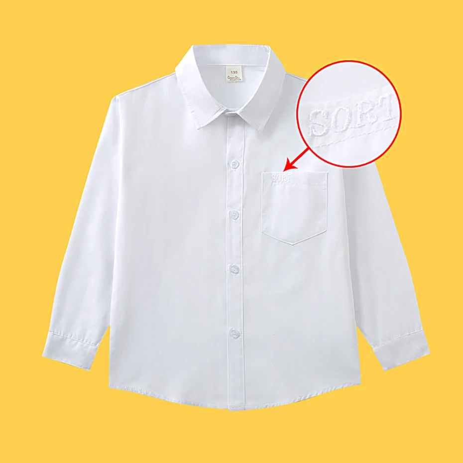 Boy White Blouse Solid Color Blouse Boy Casual Style Children\'s Shirt For Boys Teenage Clothing Boy 6 8 10 12 14