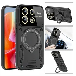 Funda For Redmi Note13 Pro Plus Note 13 4G 5G Luxury Armor Magsafe Wireless Charging Case For Redmi 13C A3 12 Ring Stand Cover