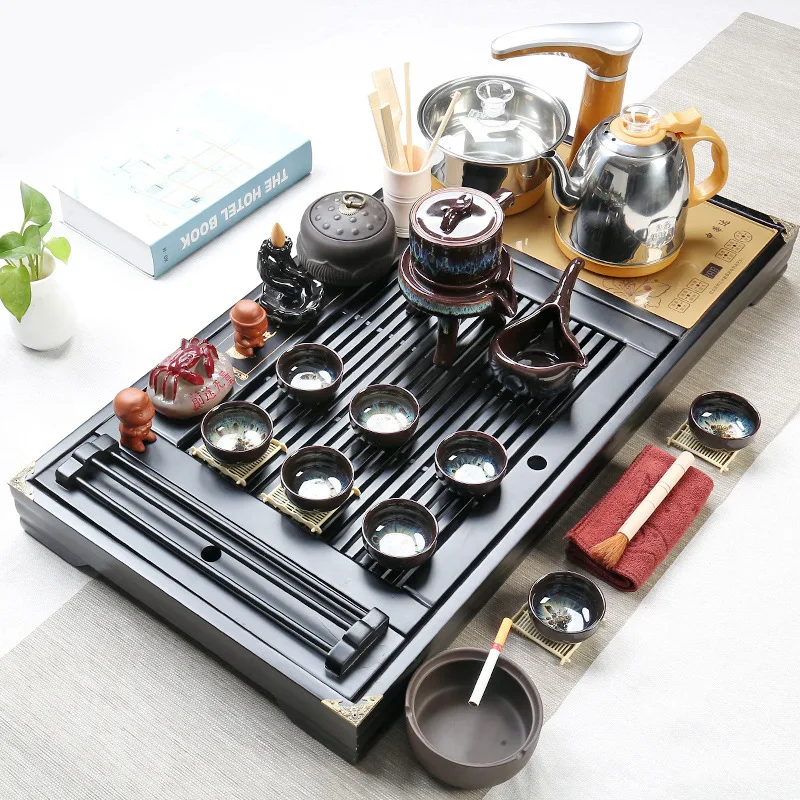 The Whole Set of Kung Fu Tea Set Purple Clay Tea Ceremony Complete Set of Drinking Automatic Different Style Teaset with Try