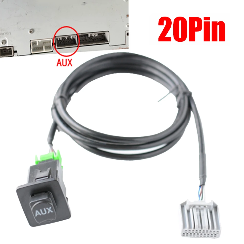 보조 스테레오 소켓 블랙 20핀 케이블 변형되지 않는 디자인은 혼다 파일럿 자동차 오디오 업그레이드에 적합합니다.