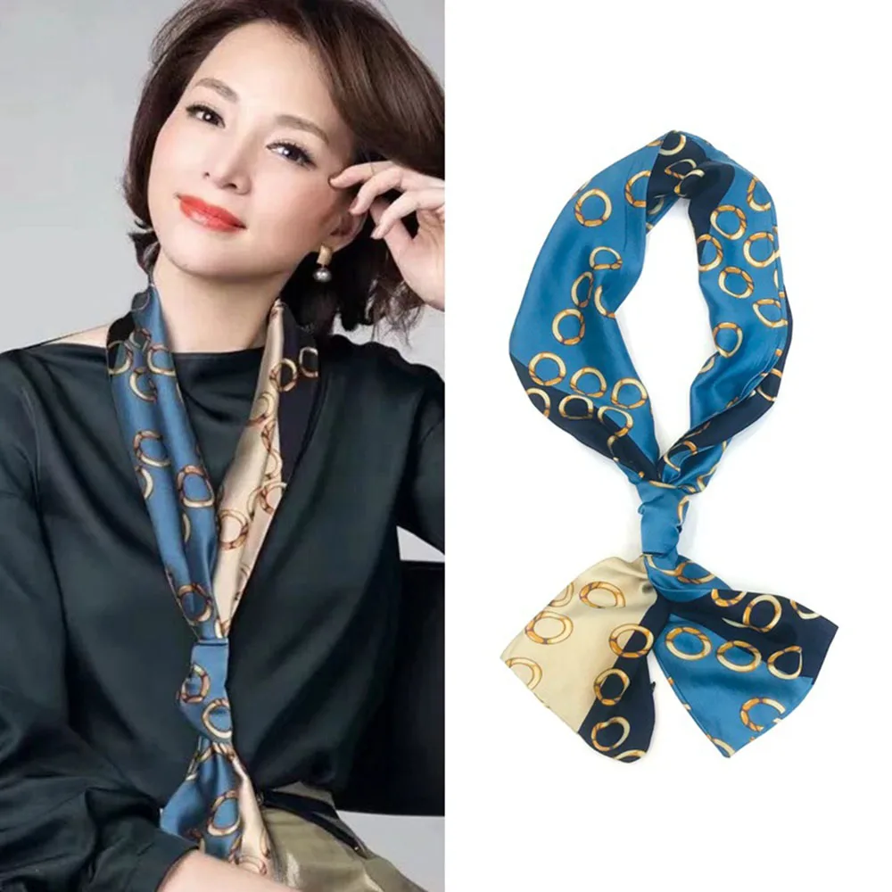 

1PCS Narrow Women's Streamer Hair Accessories Tie Bag Scarves Printed Headband Imitation Silk Long Scarf