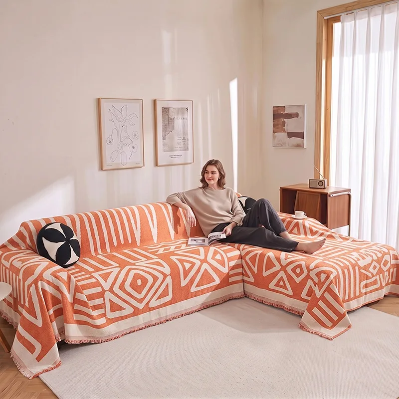 Thickened Widened Sofa Throw Cover Anti‑Slip Wear‑Resistant Sofa Towel Furniture Protector For Living Room Bedroom Chaise Decor
