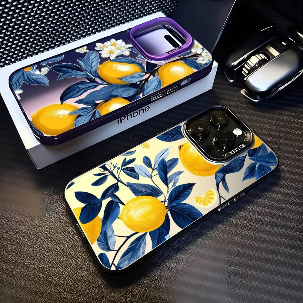 

Чехол для телефона Summer Fresh Fruit Lemon для iPhone 17,16,15,14,13,12,11 Plus, Pro Max, фиолетовый матовый противоударный чехол