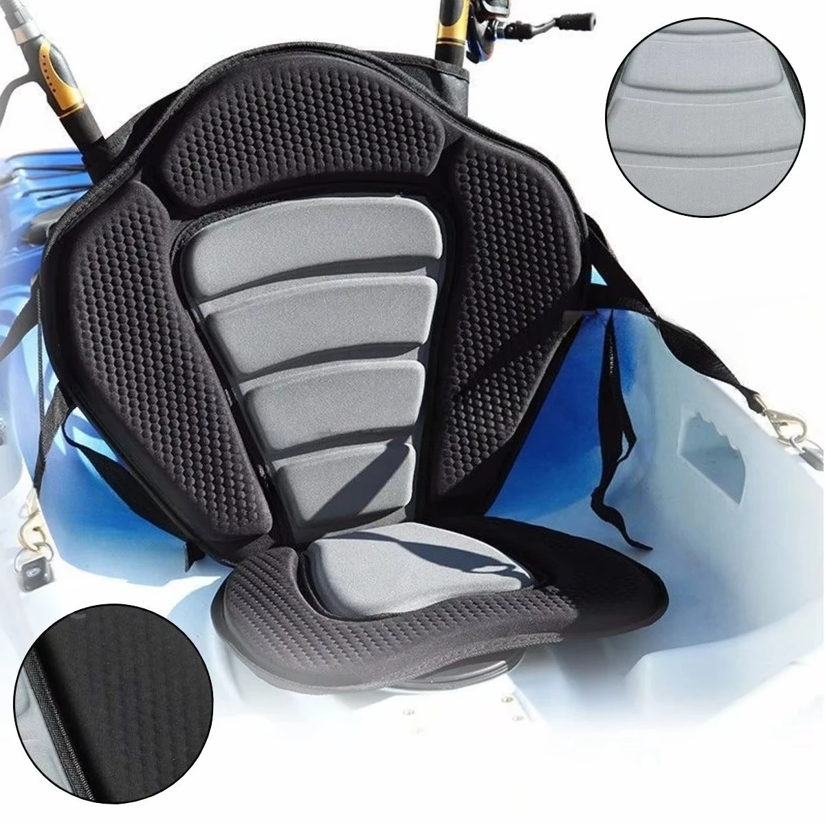 Kayak Seat Padded Adjustable Backrest Canoe for Fishing Boat Non Slip Rest Support Soft Cushion Inflatable Boat Backrest