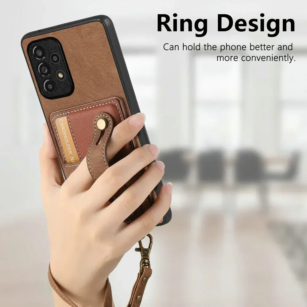 Wristband Leather Card Case Back Panel for Vivo V70 FE V50 Lite V40 SE V60 Lite V50E V60E V 70 60 V30E 4G 5G Wallet Cover Funda