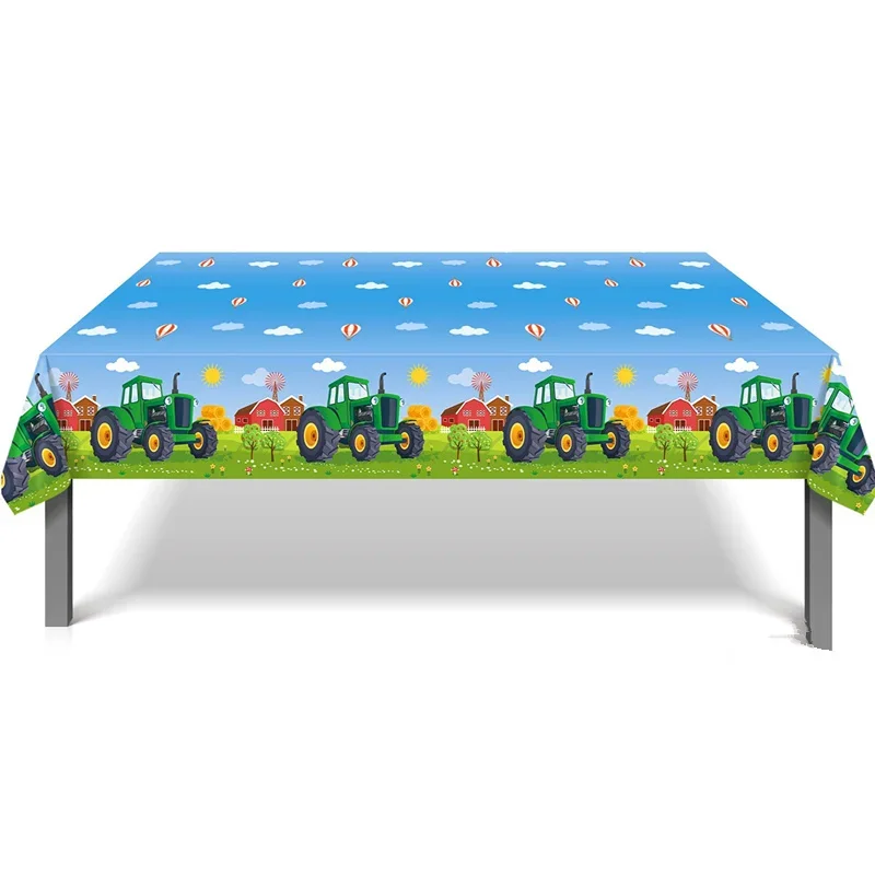New Farm Tractor Themed Disposable Tableware Cup Plate Set Kids Birthday Tablecloth Balloon Banners Decoration Supplies