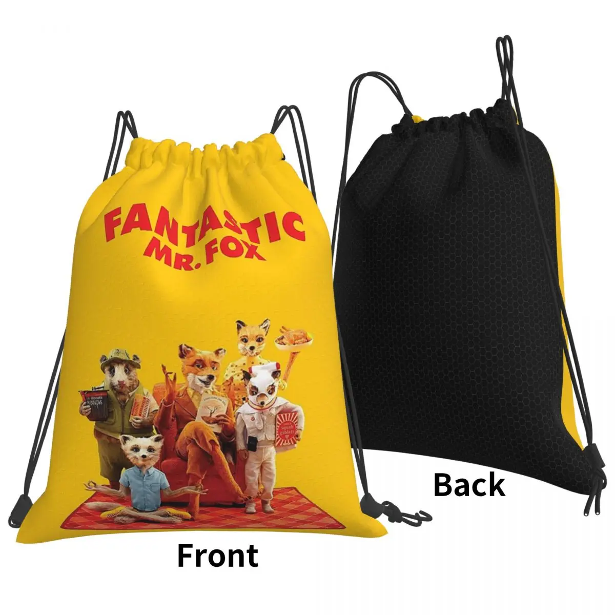 Fantastic Mr Fox Movie Poster Backpacks Portable Drawstring Bags Sundries Bag Book Bags for Man Woman School