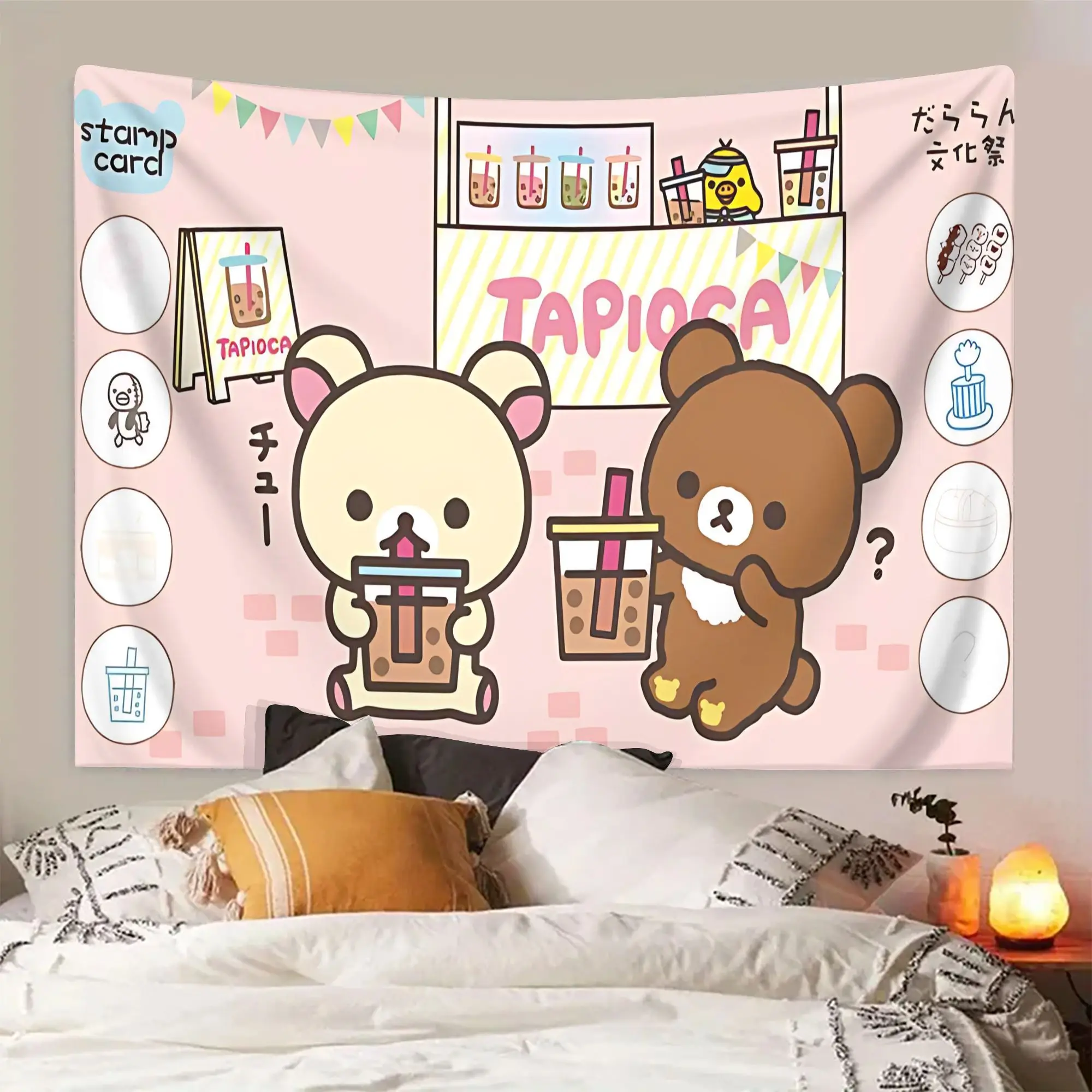 1pc R-Rilakkuma Printed Tapestry, Lightweight Durable Wall Hanging for Living Room Bedroom Home Decor