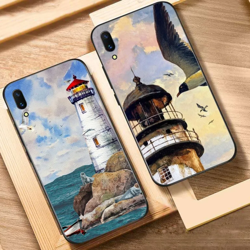 

Hand Painted Lighthouse Bird Seagull Mousepad For Huawei Y9 6 7 5 Prime Enjoy 7s 7 8 plus 7a 9e 9plus 8E Lite Psmart Shell