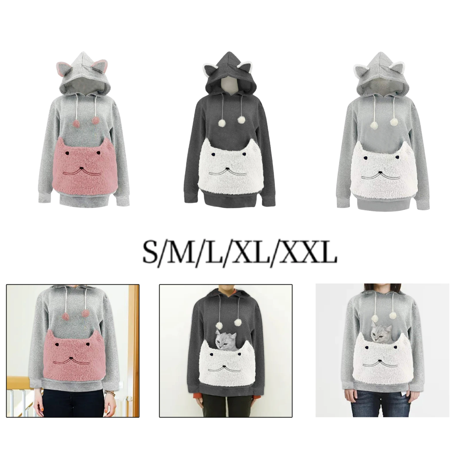 Amantes do gato canguru Hoodie Dog Pet Holder Carrier Big Pouch Pocket Pullovers de pata Camisola animal Capuz Carry Pullover