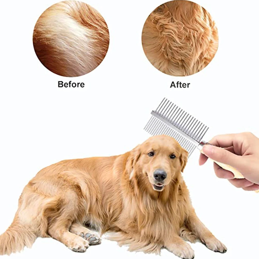 

2Pcs Natural Pet Comb Durable Stainless Steel Wood Grooming Tool Detect Early Infestations Natural Comb Pet Grooming Tool