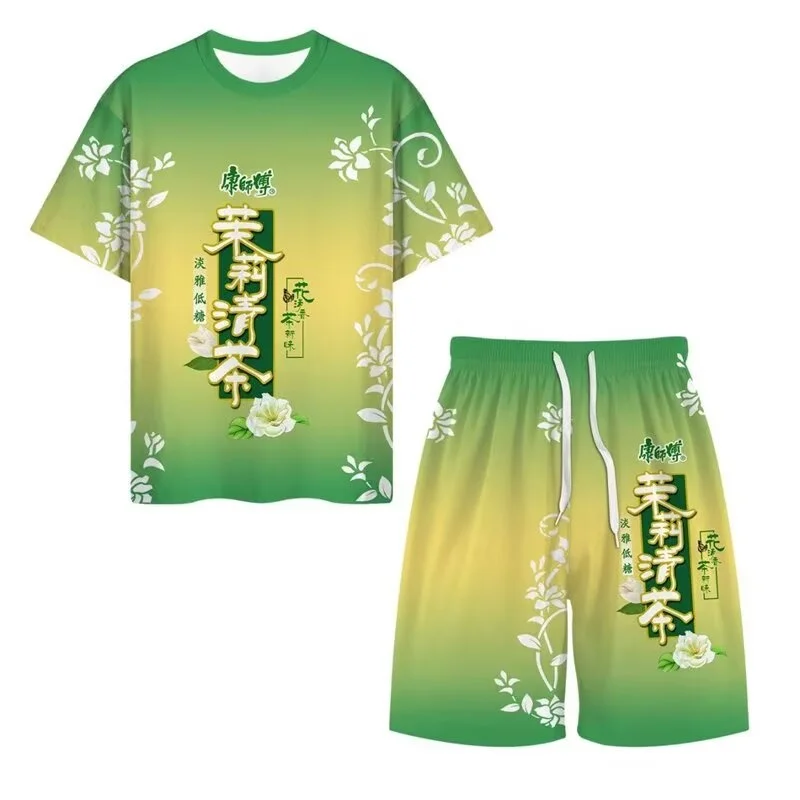 

Summer Ice Silk Beverage Printed T-irt round Ne ort Sve Men Women 3D Print Casual Sportswear for Teenagers