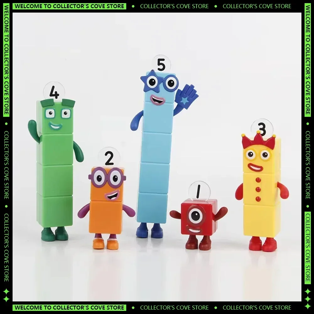 5 pçs conjunto numberblocks figuras modelo de ação pvc estátua modelo coleção decoração do quarto bolo aniversário decoração presente natal brinquedosch