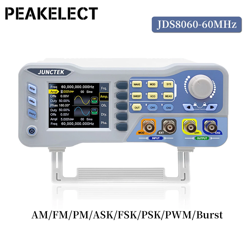 JDS8060 60MHz Function Arbitrary Waveform Generator Dual Channel Signal Source 275MSa/s 14bits Frequency Meter