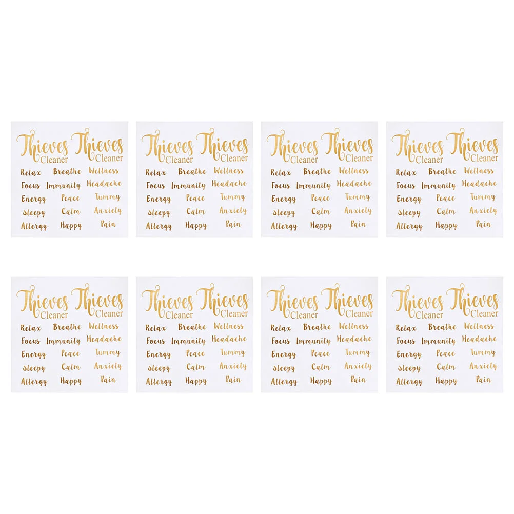 

8 Sheets Essential Oil Bottle Label Makeup Tag Stickers Labels Alphabet for Jars Decals